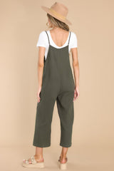 Overly Dramatic Olive Cotton Overalls - Red Dress