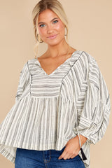 Perfect Your Craft Ivory Striped Top - Red Dress