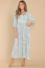 Planted In Your Heart Sage Floral Maxi Dress - Red Dress
