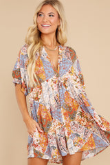 Playing Favorites Ivory Patchwork Print Tunic - Red Dress