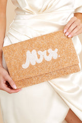 Pop The Champagne White And Rose Gold Beaded Clutch - Red Dress