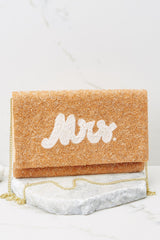 Pop The Champagne White And Rose Gold Beaded Clutch - Red Dress