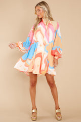 Purely Reminiscing Pink Multi Print Dress - Red Dress
