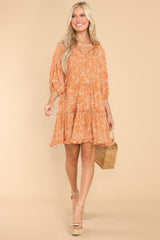 Radiantly Sweet Clay Print Dress - Red Dress