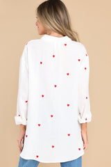 Raining Hearts Ivory Multi Print Top - Red Dress