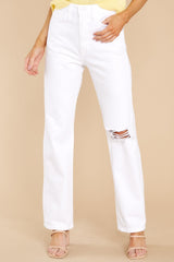 Ready For Today White Distressed Straight Jeans - Red Dress
