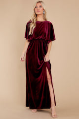 Ready For Tonight Merlot Velvet Maxi Dress - Red Dress