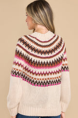 Ready To Recharge Light Taupe Multi Sweater - Red Dress