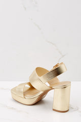 Red Carpet Treatment Gold Ankle Strap Heels - Red Dress