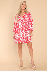 Ridiculously Gorgeous Red Print Dress - Red Dress