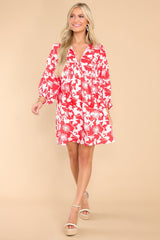 Ridiculously Gorgeous Red Print Dress - Red Dress