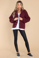 Right On The Button Burgundy Jacket - Red Dress