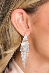 Rise And Shine Silver Earrings - Red Dress