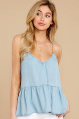 Road to Nashville Light Blue Chambray Top - Red Dress