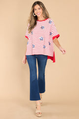 Rocking With Us Red Stripe Top - Red Dress