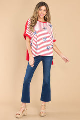 Rocking With Us Red Stripe Top - Red Dress