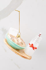 Santa Clause Is Coming To Town Milk And Cookies Ornament - Red Dress