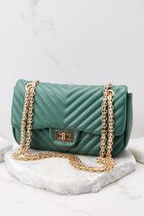 Serious About You Emerald Chain Bag - Red Dress