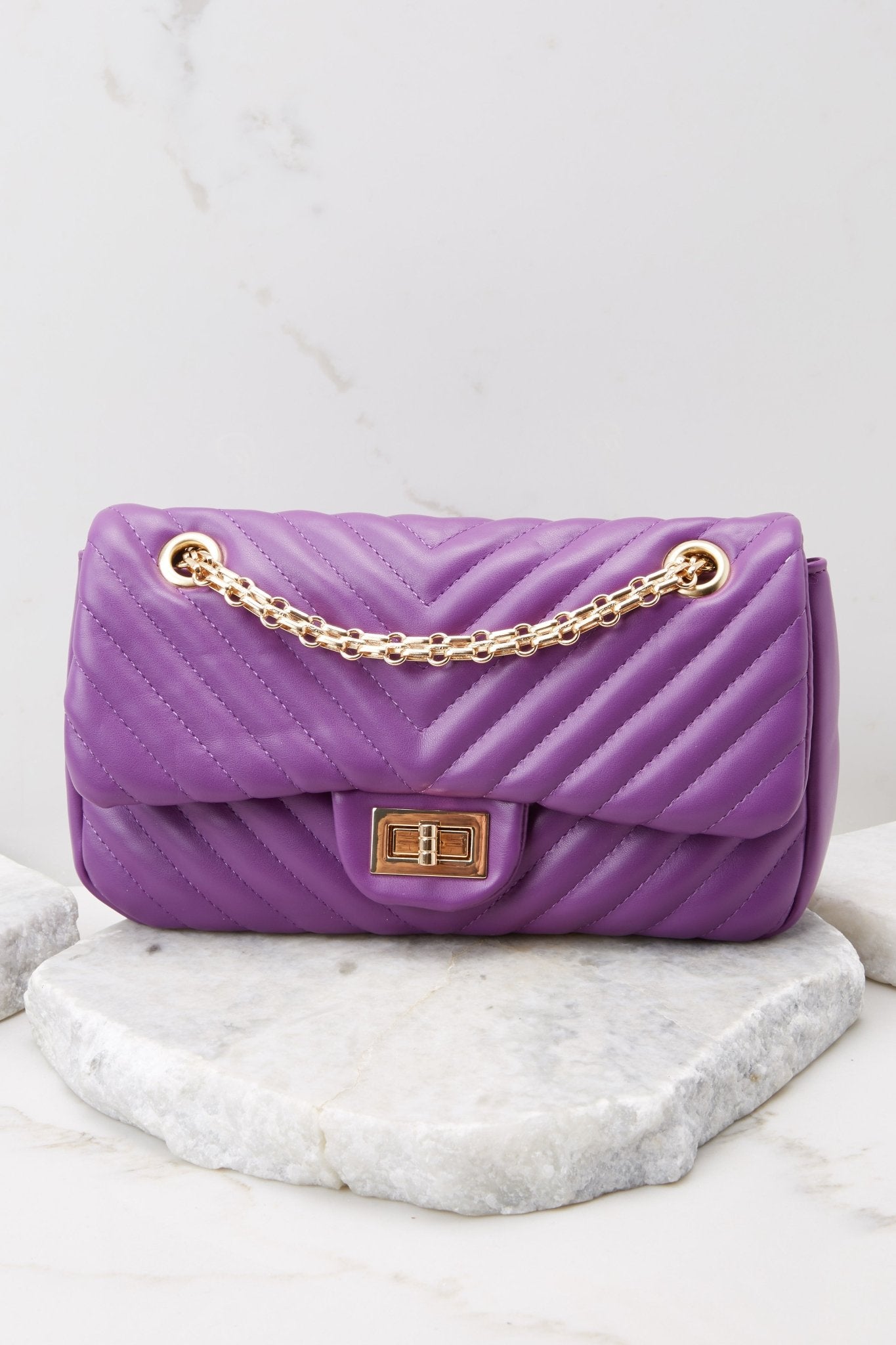 Serious About You Purple Chain Bag - Red Dress