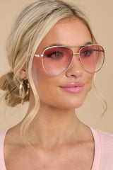 Shades of Summer Gold Pink Fade Sunglasses - Red Dress