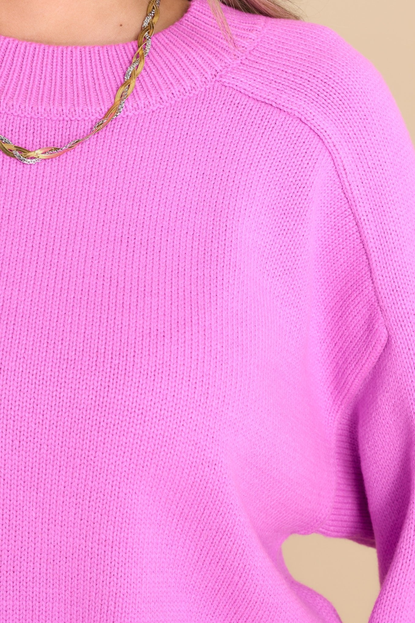 She Stands Out Fuchsia Sweater - Red Dress