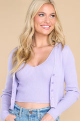 Sight Of Sweetness Lavender Tank Top And Cardigan Set - Red Dress
