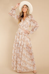 Simply Stated Beige Floral Print Maxi Dress - Red Dress
