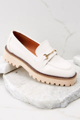 Slip Into Style Ivory Loafers - Red Dress