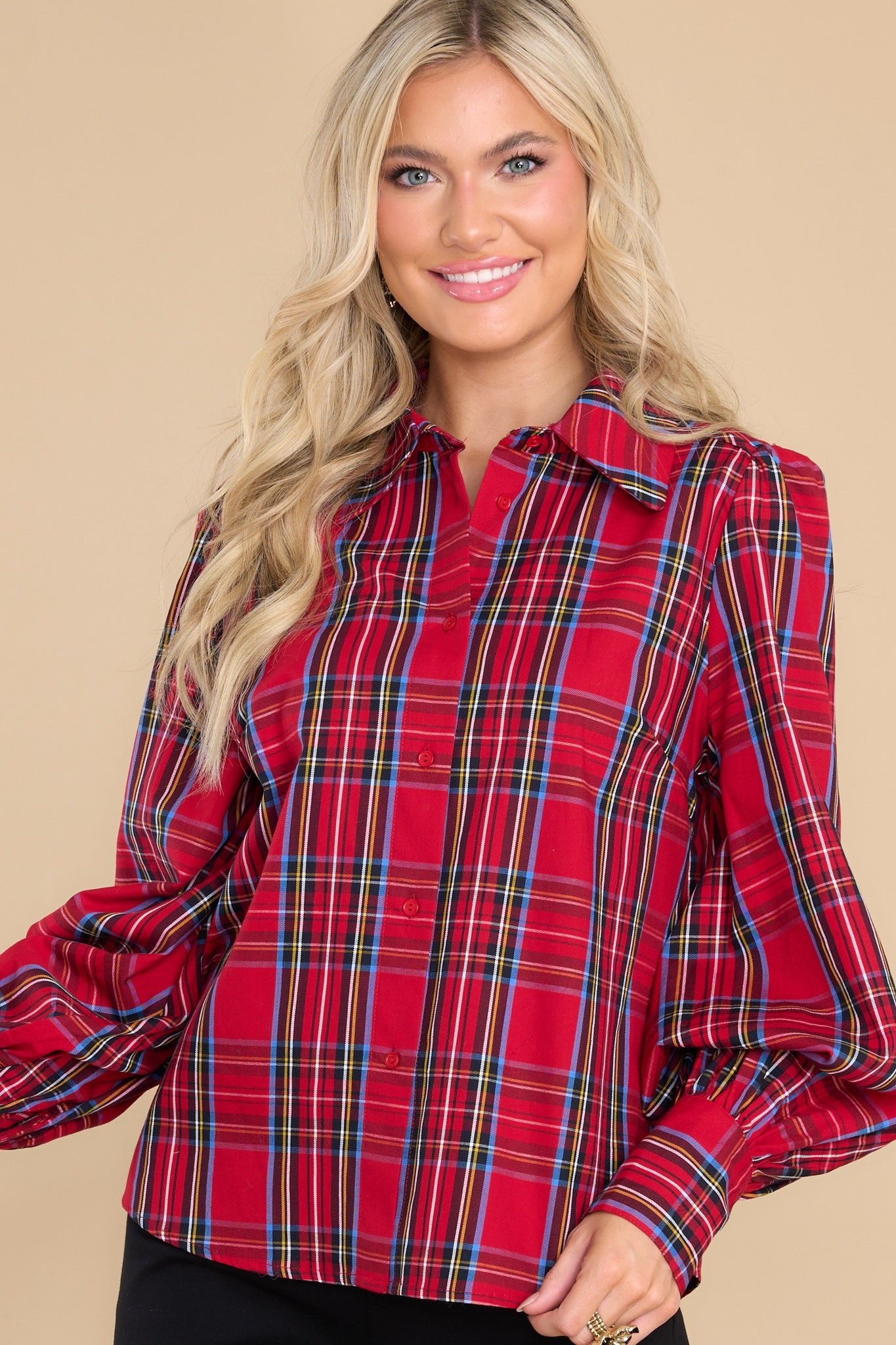 Slow Journey Red Multi Plaid Top - Red Dress