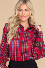 Slow Journey Red Multi Plaid Top - Red Dress