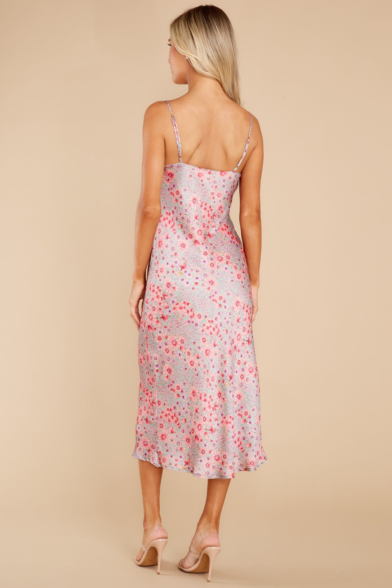 Smooth Things Over Pink Floral Print Midi Dress - Red Dress