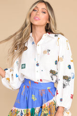 Soleil White Embroidered Shirt - Red Dress
