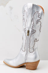 Southern Belle Silver Boots - Red Dress