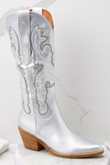 Southern Belle Silver Boots - Red Dress