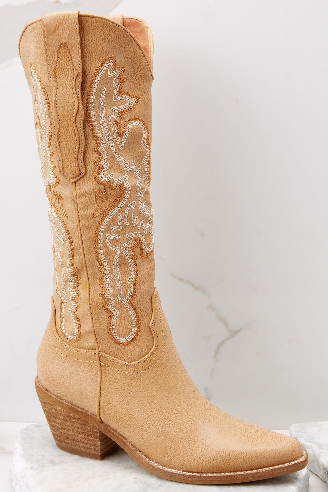 Southern Belle Tan Boots - Red Dress