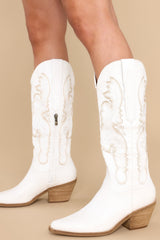 Southern Belle White Boots - Red Dress