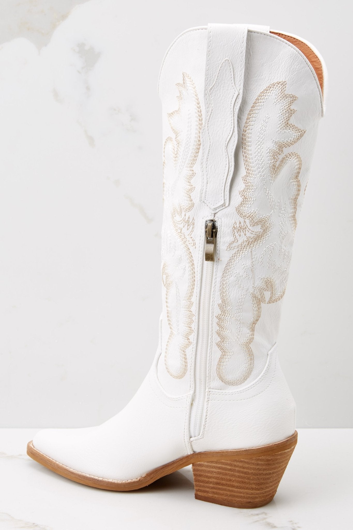 Southern Belle White Boots - Red Dress