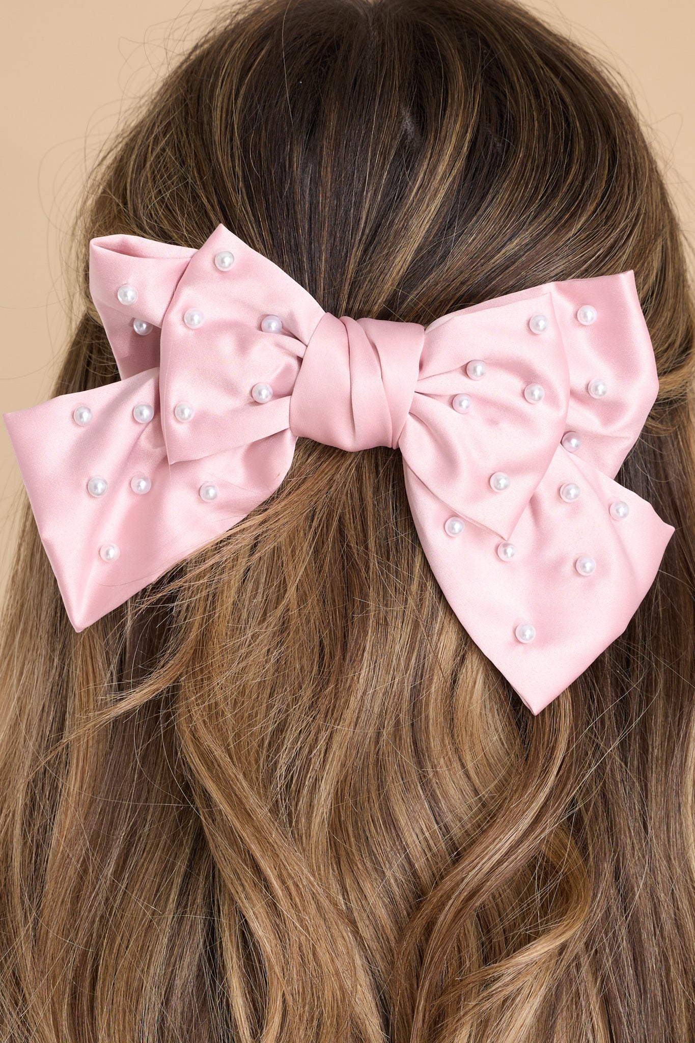 Sparking Cuteness Pink Bow Hair Clip - Red Dress