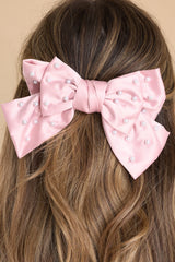 Sparking Cuteness Pink Bow Hair Clip - Red Dress