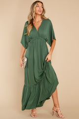 Spectacular Entrance Forest Green Maxi Dress - Red Dress