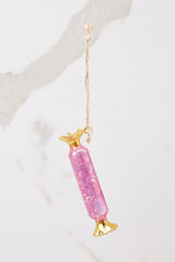 Spooky Sparkle Hot Pink Taffy Candy Ornament - Red Dress