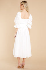 Spreading Love White Eyelet Cotton Midi Dress - Red Dress