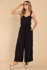 Steady As We Go Black Jumpsuit - Red Dress