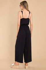 Steady As We Go Black Jumpsuit - Red Dress