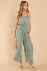 Steady As We Go Green Jumpsuit - Red Dress
