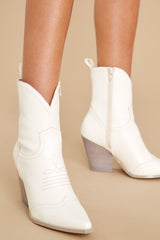 Step On Stage White Ankle Boots - Red Dress