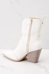 Step On Stage White Ankle Boots - Red Dress