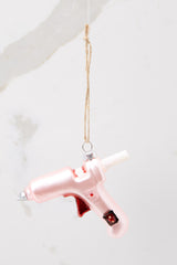 Stick Together Pink Hot Glue Gun Ornament - Red Dress