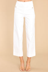 Stretch Twill Bright White Cropped Wide Leg Pants - Red Dress