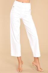 Stretch Twill Bright White Cropped Wide Leg Pants - Red Dress
